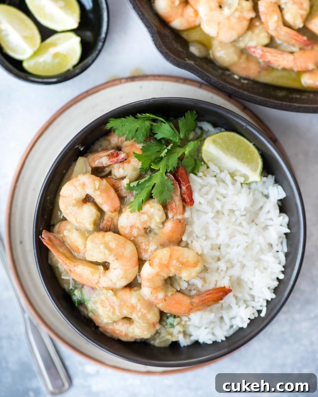 Delicious Shrimp Curry simmered in Thai green curry paste and creamy coconut milk takes less than 20 minutes to make.
