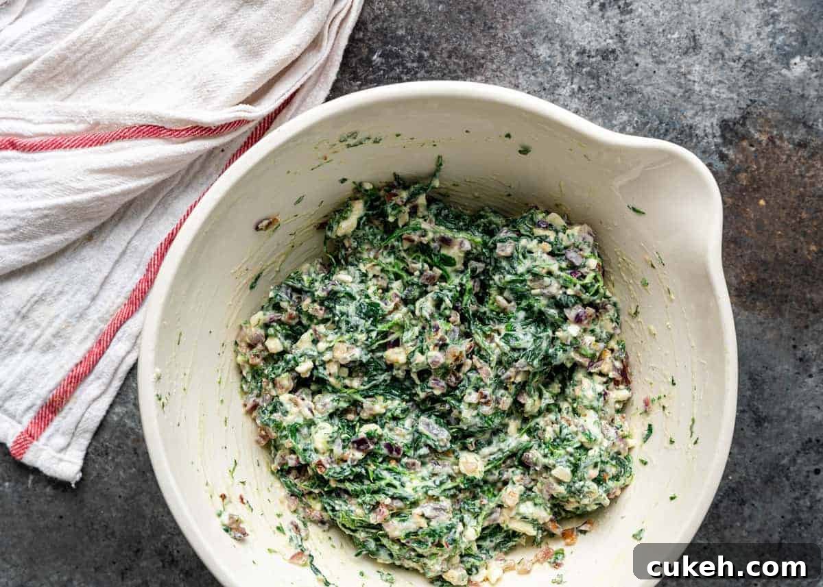 overhead: spanakopita triangles filling