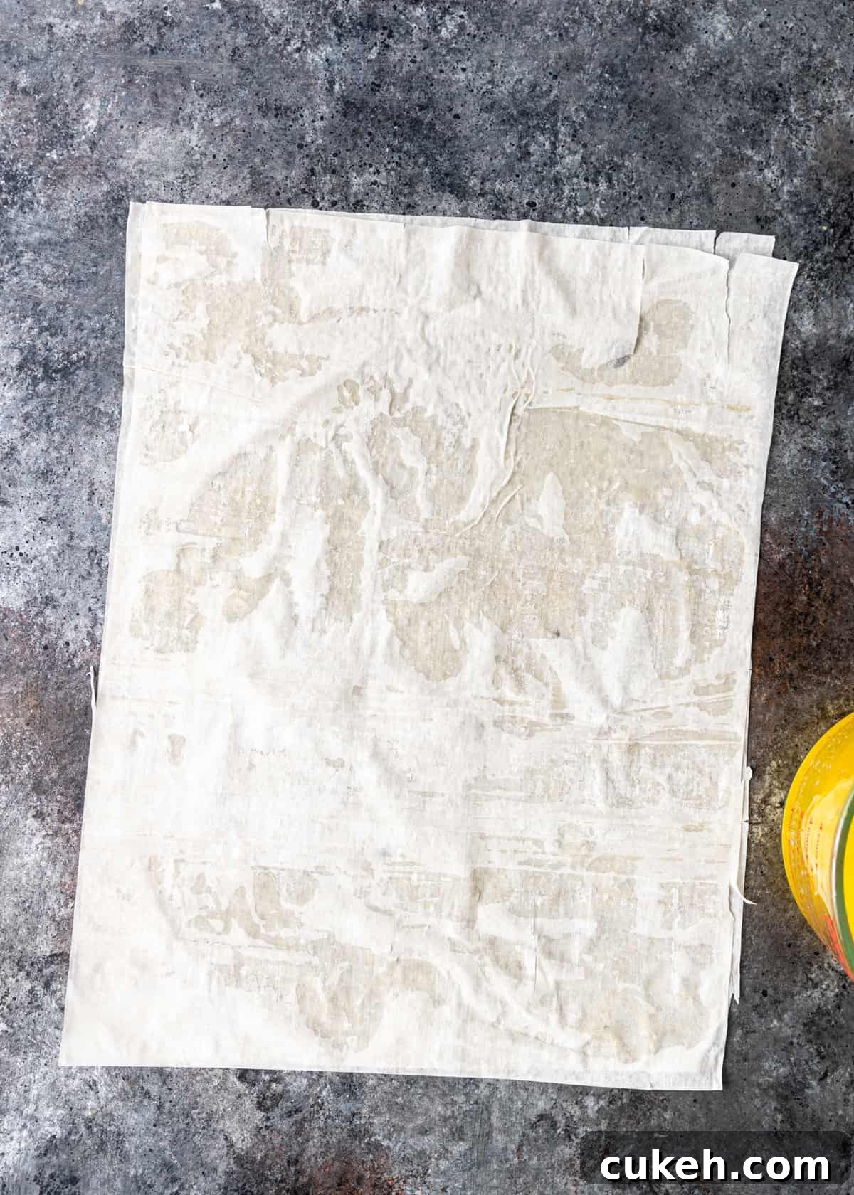 2 buttered filo sheets