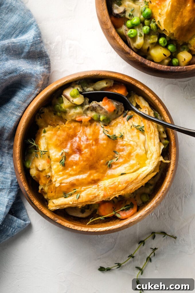 Fennel & Potato Vegetable Pot Pie Recipe — Savory Comfort Dish 2 Veggie pot pie with a puff pastry crust.